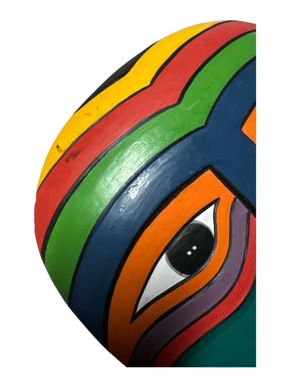 Vintage 1980s Laurel Burch Ceremonial Wooden Rainbow Tribal Mask